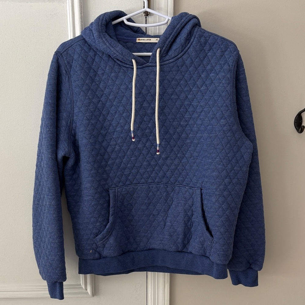 Marine Layer Quilted Navy Hoodie